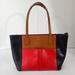 Ralph Lauren Bags | Lauren Ralph Lauren Tote Colorblock Saffiano Coated Vegan Faux Leather Tricolor | Color: Brown/Red | Size: Os