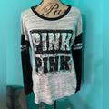 Pink Victoria's Secret Tops | Euc Pink Victoria’s Secret Bling Long Sleeve Baseball Style T-Shirt | Color: Black/Gray | Size: S