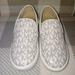 Michael Kors Shoes | Mk Kids Canvas Slip On Shoes | Color: Tan/White | Size: 10g