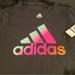 Adidas Shirts & Tops | Girl's Black W Neon Adidas T-Shirt Size M 10/12 | Color: Black/Pink | Size: Mg