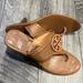 Tory Burch Shoes | Caramel Low Heel Sandals Gently Worn Once Tory Burch Like New Logo Detail Thong | Color: Gold/Tan | Size: 36