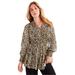 Plus Size Women's Smocked Georgette Tunic by June+Vie in Natural Cheetah (Size 30/32)