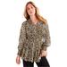 Plus Size Women's Smocked Georgette Tunic by June+Vie in Natural Cheetah (Size 26/28)