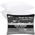 Duck Feather Down Bed Pillows for Sleeping(4 Pack), Standard/Queen(74cm×48cm), High Filling 900g, Medium Support Back Sleeper Pillows, 100% Soft Cotton Cover, Hypoallergenic (Standard (4 Pack))