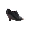 Naya Ankle Boots: Slip On Wedge Casual Black Solid Shoes - Women's Size 7 1/2 - Peep Toe