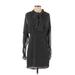 Joie Casual Dress - Shift Mock Long sleeves: Black Polka Dots Dresses - Women's Size 4