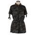 Express Romper Collared 3/4 sleeves: Black Camo Rompers - Women's Size Large