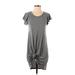 Gap Casual Dress - Shift Scoop Neck Short sleeves: Gray Marled Dresses - Women's Size X-Small