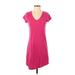 Gap Casual Dress - Shift V Neck Short sleeves: Pink Print Dresses - Women's Size Small