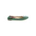 Tory Burch Flats: Ballet Stacked Heel Classic Green Print Shoes - Women's Size 6 1/2 - Round Toe