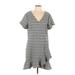 Beige by ECI Casual Dress - Popover: Gray Grid Dresses - Women's Size 12