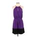 Express Casual Dress - Mini Halter Sleeveless: Purple Print Dresses - Women's Size X-Small