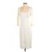 Victoria's Secret Casual Dress - Midi Scoop Neck 3/4 sleeves: Ivory Print Dresses - Women's Size 8