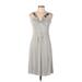 Alberta Ferretti Cocktail Dress - A-Line V Neck Sleeveless: Gray Print Dresses - Women's Size 10