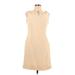 Talbots Casual Dress - A-Line High Neck Sleeveless: Ivory Print Dresses - Women's Size 10 Petite