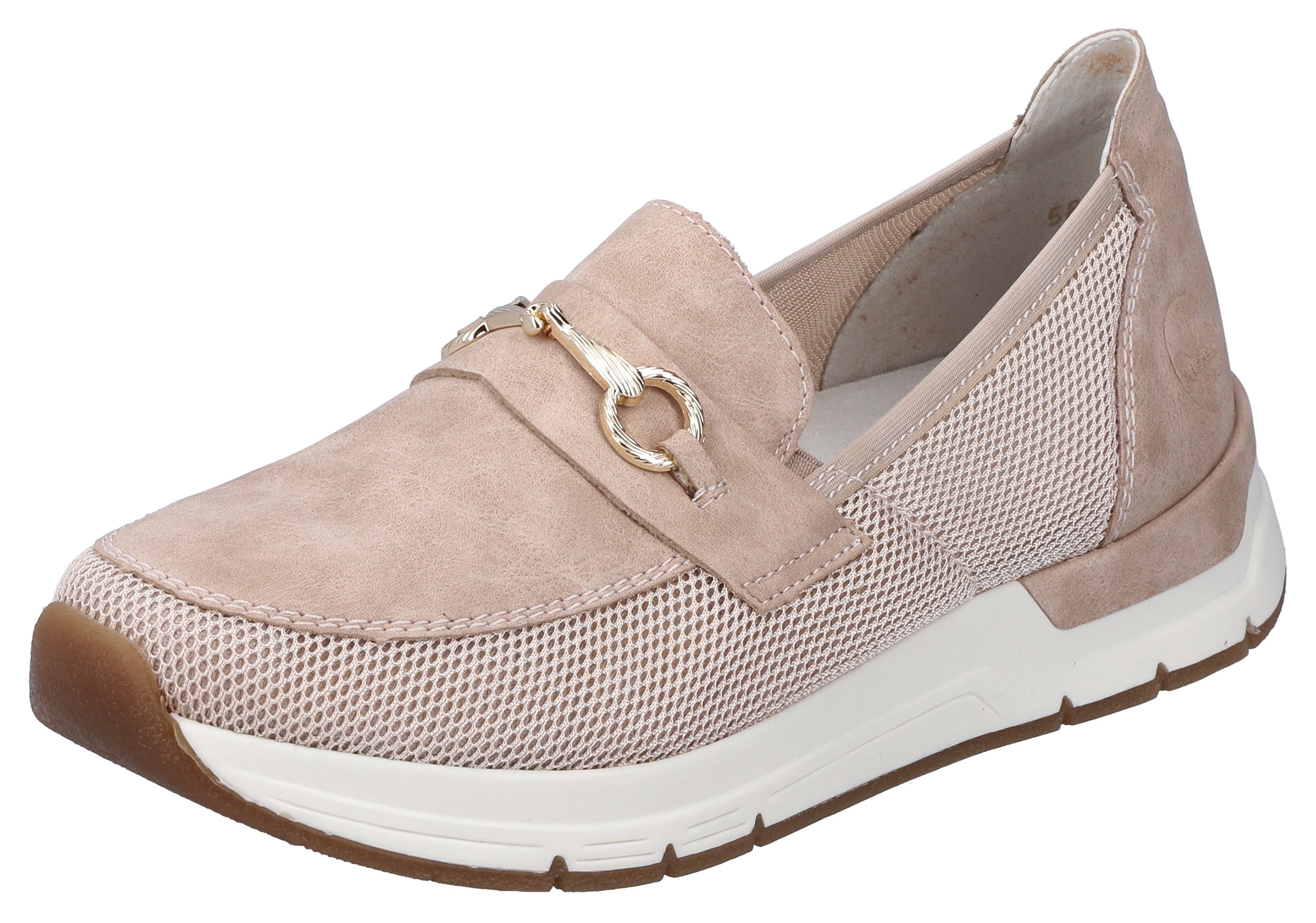 Slip-On Sneaker RIEKER "Slipper vegan", Damen, Gr. 36, rosa (rosé), Lederimitat, Textil, Schuhe Sneaker, Slipper, Freizeitschuh mit eleganter Zierspange