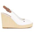 Keilsandalette TOMMY HILFIGER "ICONIC ELENA SLING BACK WEDGE" Gr. 36, weiß (ecru) Damen Schuhe Sandalette Slingbacksandale Slingback-Sandaletten