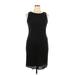 Lotto Casual Dress - Sheath Crew Neck Sleeveless: Black Print Dresses - Women's Size 14 Petite