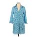 Zara Casual Dress - Shirtdress: Blue Dresses - Women's Size Small