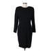 Linda Allard Ellen Tracy Cocktail Dress - Sheath Crew Neck 3/4 sleeves: Black Print Dresses - Women's Size 8