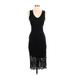 H&M Cocktail Dress - Midi Scoop Neck Sleeveless: Black Print Dresses - Women's Size X-Small