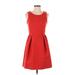 J.Crew Cocktail Dress - A-Line: Red Solid Dresses - Women's Size 0