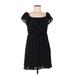 Shein Casual Dress - Party Boatneck Short sleeves: Black Print Dresses - Women's Size 8