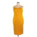 A New Day Casual Dress - Sheath Scoop Neck Sleeveless: Yellow Print Dresses - Women's Size 2X-Large