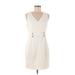 C. Luce Casual Dress - Sheath V-Neck Sleeveless: Ivory Print Dresses - Women's Size Medium