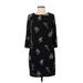 H&M Casual Dress - Shift Crew Neck 3/4 sleeves: Black Print Dresses - Women's Size 4