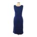 Tabitha Casual Dress - Midi Scoop Neck Sleeveless: Blue Print Dresses - Women's Size 12