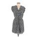 H&M Casual Dress - Mini V Neck Short sleeves: Gray Dresses - Women's Size 10