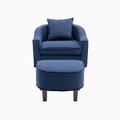 Barrel Chair - Red Barrel Studio® Mariajulia 29.13" W Barrel Chair & Ottoman Fabric in Blue | 26.77 H x 29.13 W x 27.17 D in | Wayfair