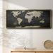 17 Stories Vintage World Map - Floater Frame Print on Canvas Canvas, Solid Wood in Black/Gray | 20 H x 50 W x 1.5 D in | Wayfair