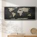 17 Stories Vintage World Map - Floater Frame Print on Canvas Canvas, Solid Wood in Black/Gray | 12 H x 30 W x 1.5 D in | Wayfair