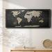 17 Stories Vintage World Map - Floater Frame Print on Canvas Canvas, Solid Wood in Black/Gray | 8 H x 20 W x 1.5 D in | Wayfair