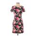 Old Navy Casual Dress - Sheath Crew Neck Short sleeves: Black Floral Dresses - Women's Size X-Small
