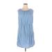 BeachLunchLounge Casual Dress - Mini Crew Neck Sleeveless: Blue Print Dresses - Women's Size X-Large