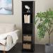 Black Wood 3 Shelves and 2 Drawers Cabinet with Rattan Front