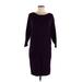 Lauren by Ralph Lauren Casual Dress - DropWaist Boatneck 3/4 sleeves: Purple Solid Dresses - Women's Size Medium
