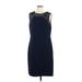 Adrianna Papell Cocktail Dress - Sheath Crew Neck Sleeveless: Blue Solid Dresses - Women's Size 48