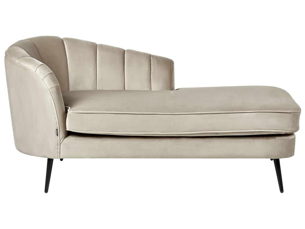 Chaise longue côté gauche velours beige