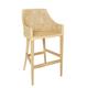 Tabouret de bar en cannage de rotin et teck beige