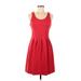J.Crew Casual Dress - A-Line Scoop Neck Sleeveless: Red Solid Dresses - Women's Size 6 Petite