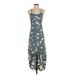 Jessica Simpson Casual Dress - DropWaist: Gray Floral Motif Dresses - Women's Size X-Small