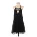 Bebe Casual Dress - A-Line Plunge Sleeveless: Black Print Dresses - Women's Size X-Small