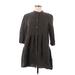 Zara Casual Dress - Shirtdress Mock 3/4 Sleeve: Gray Print Dresses - Women's Size Medium