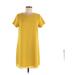 Naked Zebra Casual Dress - Shift Crew Neck Short sleeves: Yellow Print Dresses - Women's Size Medium