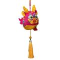 IOAOAI Stuffed Doll Toy Cute Zodiac Dragon Plush Pendant with Tassel Folk Art Embroidery Pattern Stuffed Animal Mascot Doll