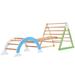 4-in-1 Indoor Climbing Triangle Ladder Toys Climber Jungle Gym with Slide and Jungle Gym Multifunction Playset Natural Wooden Outdoor Playground Climbing Toys for Toddlers